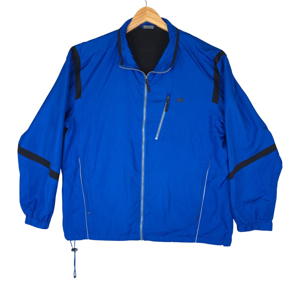 New‎ Balance Windbreaker Jacket Mens L Blue Fleece Lined Athletic Running